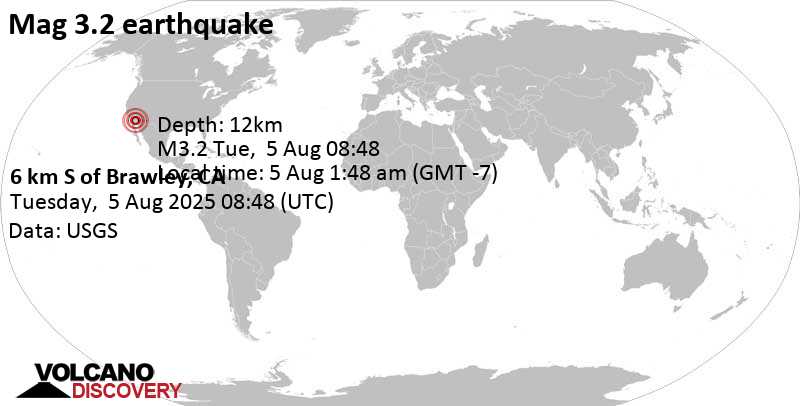 3.2 quake Imperial County, California, Aug 5, 2025 01:48 am (GMT -7)