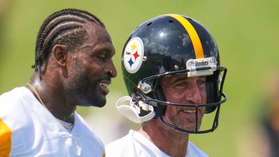 DK Metcalf (left) and Aaron Rodgers are going to great lengths to establish chemistry this season for the Steelers.
