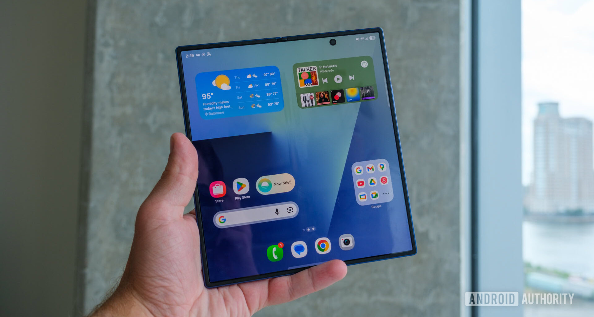 samsung galaxy z fold 7 open in hand