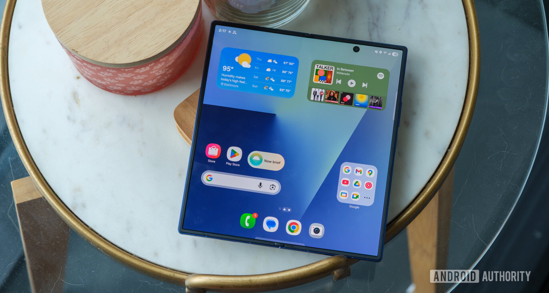 samsung galaxy z fold 7 open on table