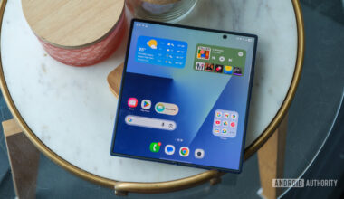 samsung galaxy z fold 7 open on table