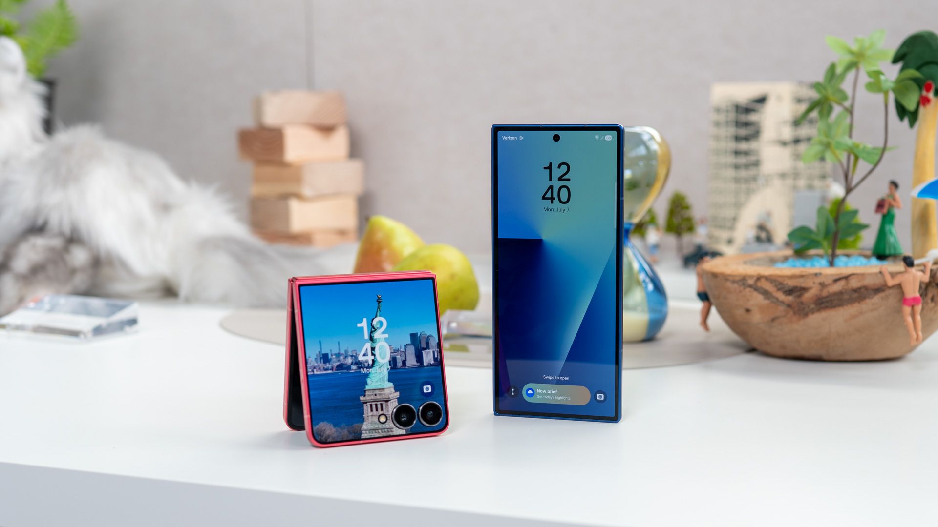 samsung galaxy z fold 7 standing on a table next to a galaxy z flip 7 54642279224 o