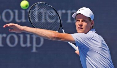Jannik Sinner in action on Monday at the Cincinnati Open.