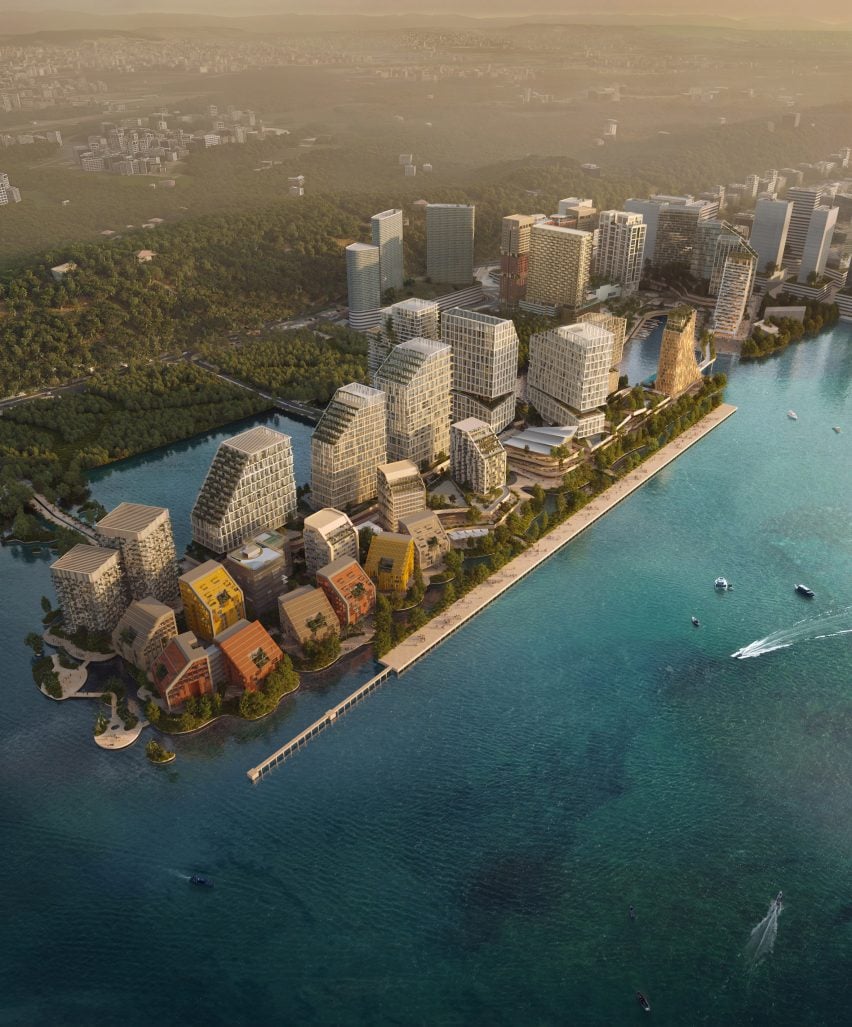 View over new coastal development by Snøhetta