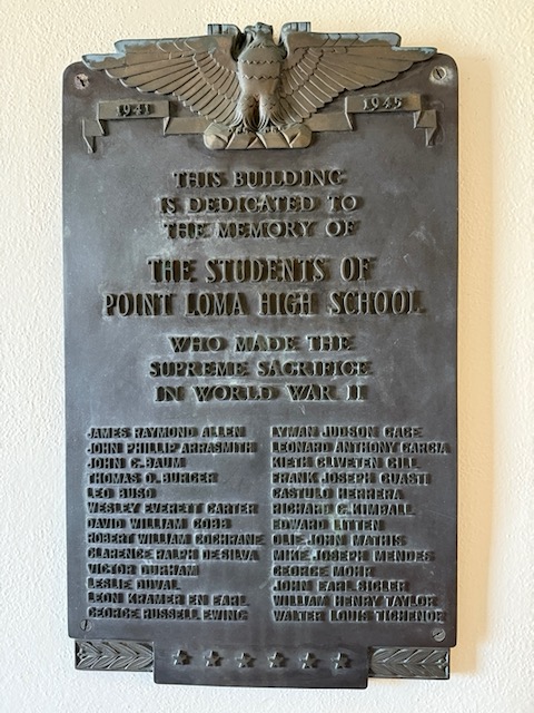 This plaque in Point Loma High School’s gym honors former...