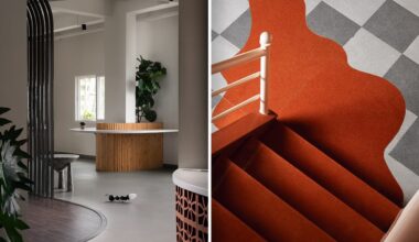 Instead of walls, this interior designer divided a Warehouse Space using colours and shapes