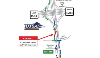 Map of TX DOT 1604/I-10 interchange closure