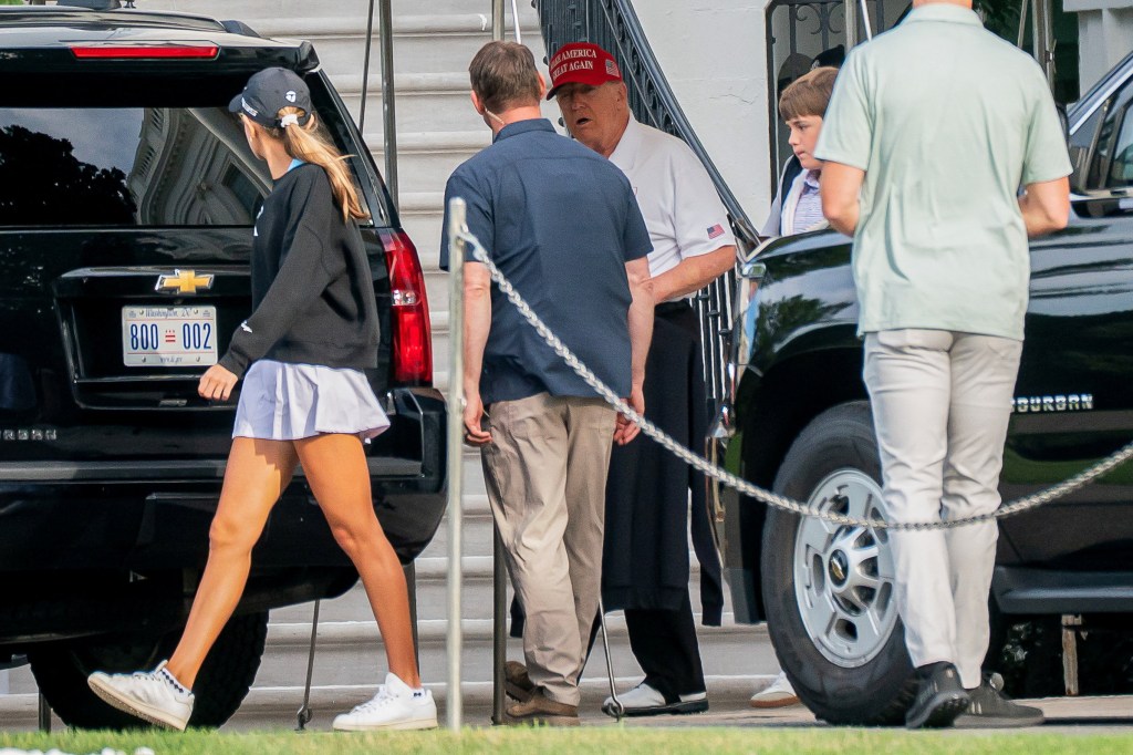 President Trump departing the White House.