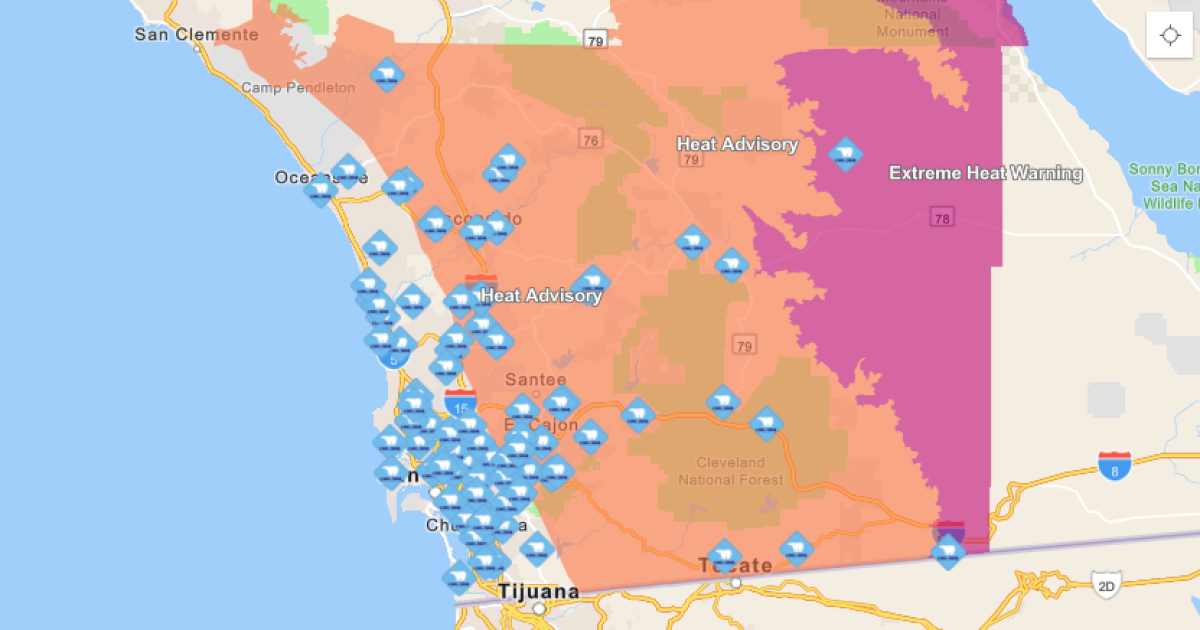 Cool zones around San Diego County
