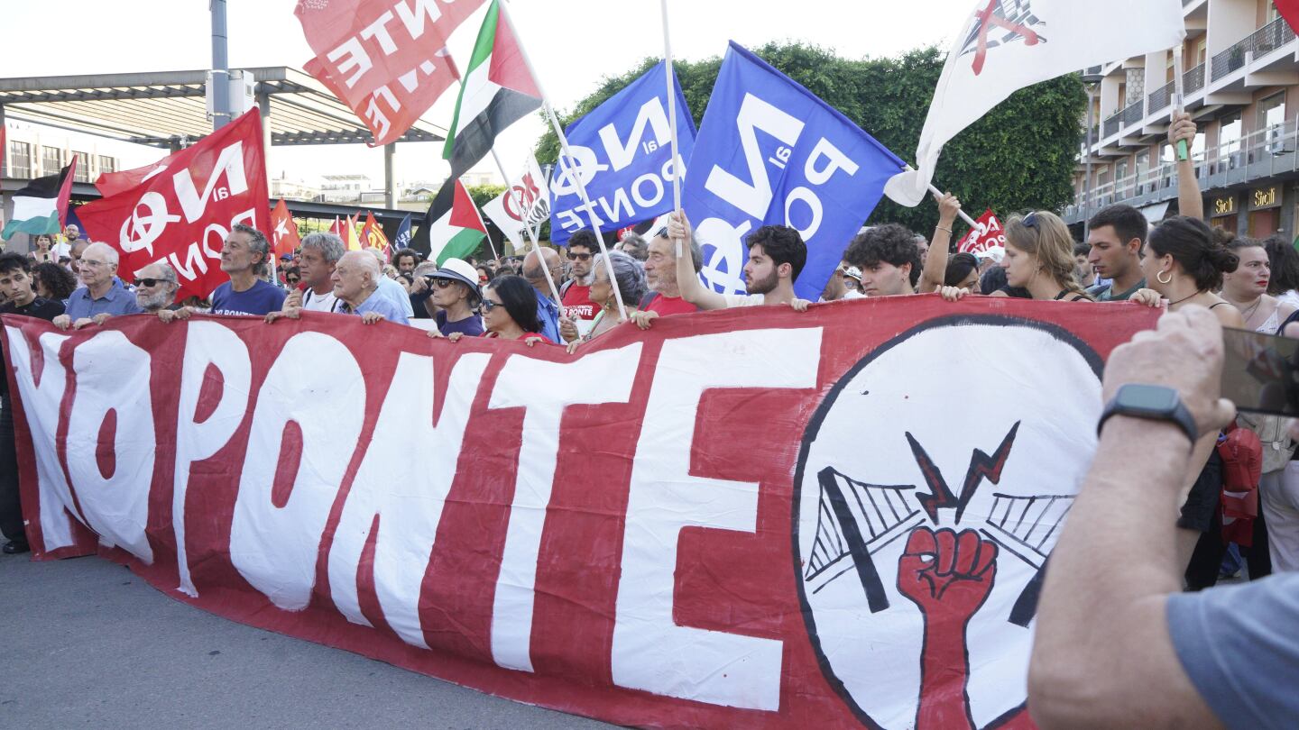 Thousands march against plan to build massive bridge linking Sicily to Italy's mainland