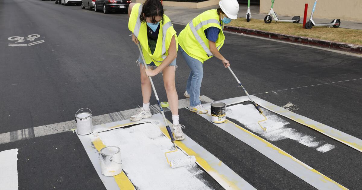 Tired of waiting for the city, Angelenos paint their own crosswalks. Some become permanent.