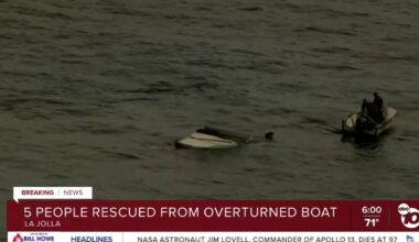 Five people rescued from overturned boat in La Jolla