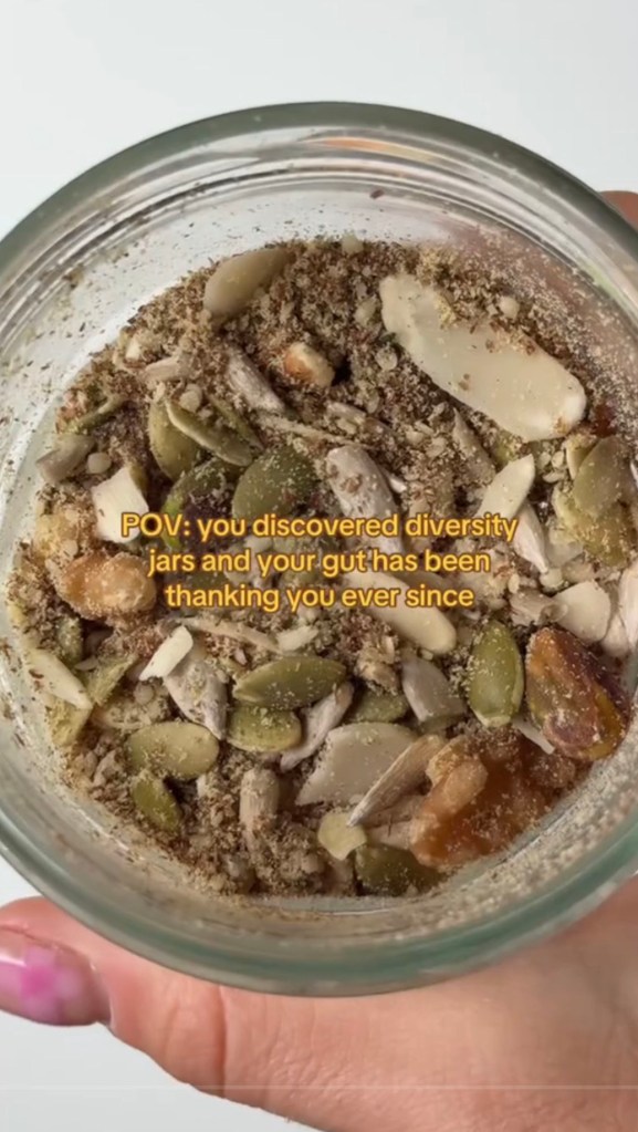A jar of seeds and nuts to boost immunity.