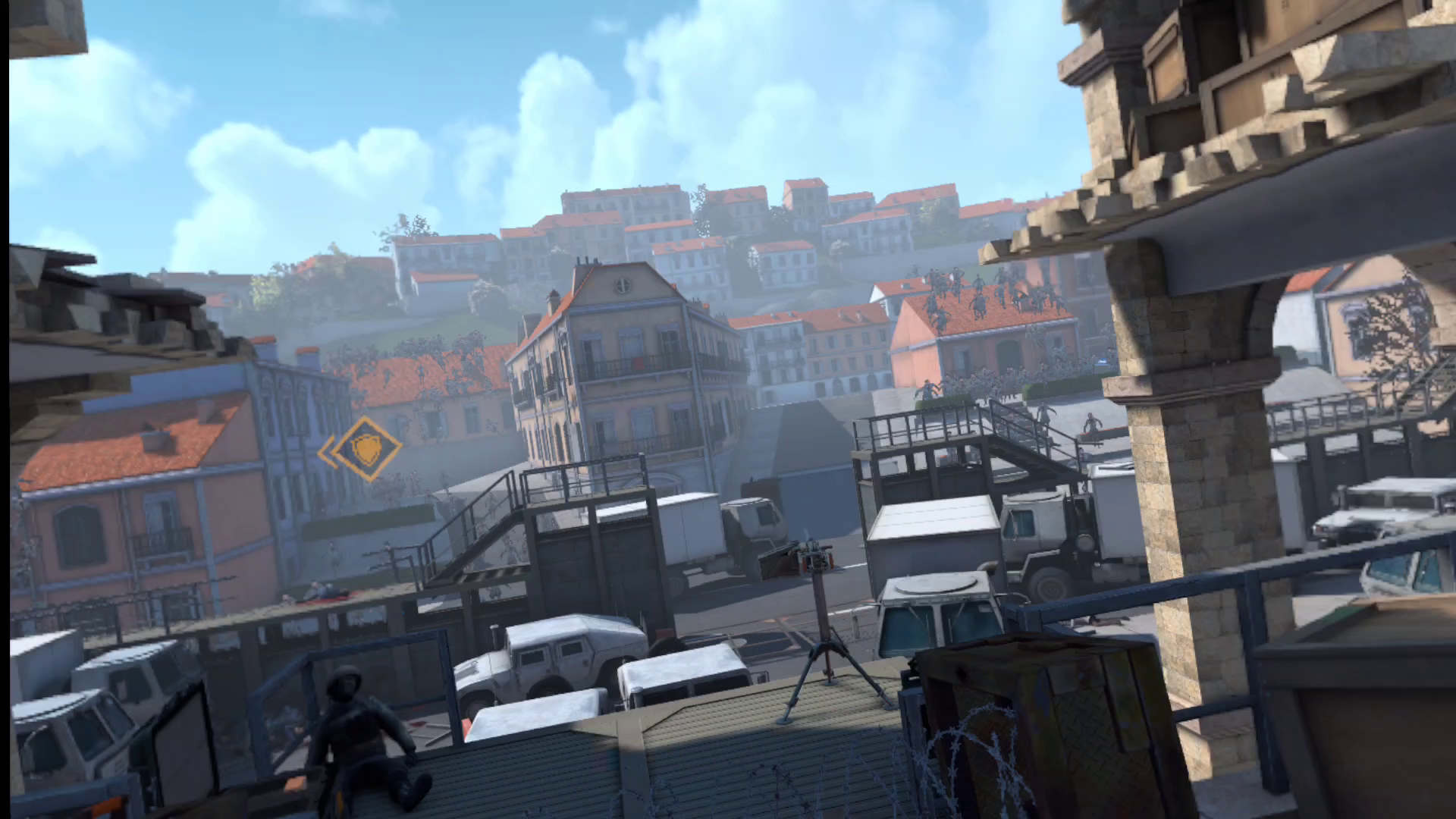 There's an array of buildings supposed to represent Marseilles, France. Instead, they look like if Duplo and cardboard cutouts were stacked haphazardly together. There's also some 2D zombie sprites.