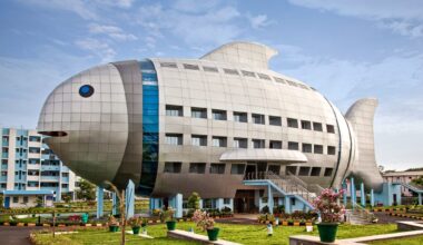 a building shaped like a fish