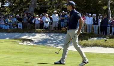 Jackson Koivun drains a clutch 4-footer on the 18th to deliver a full point for Team USA. One of the biggest putts of his young career. 📸 Pete Wlodkowski