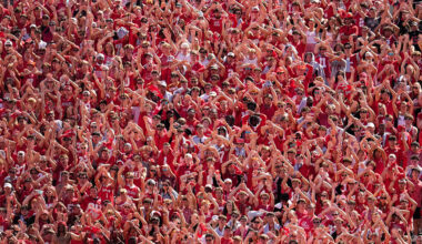 Ohio State Buckeyes students cheer during the NCAA football game against the Texas Longhorns at Ohio Stadium on Aug. 30, 2025.
