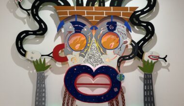 Swedish artist Moki Cherry made tapestries and 'Talking Head' sculptures. Her work is on display in Philly.