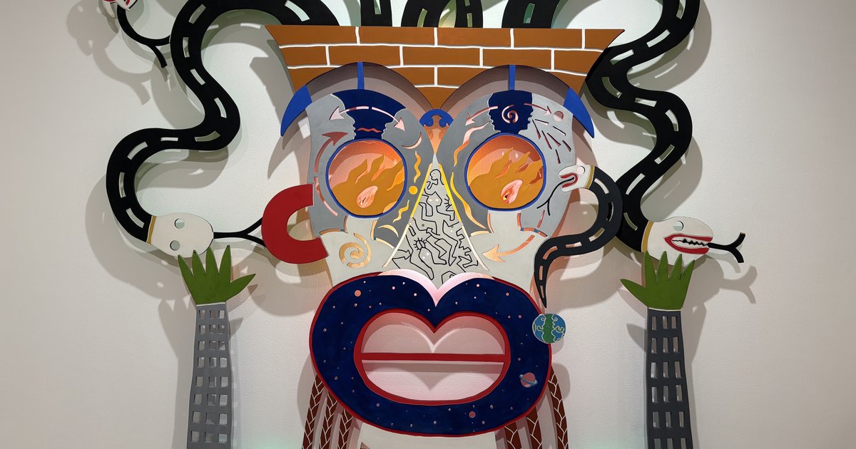 Swedish artist Moki Cherry made tapestries and 'Talking Head' sculptures. Her work is on display in Philly.