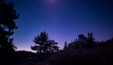 Infrared photograph, the Optical Communications Telescope Laboratory at JPL’s Table Mountain Facility