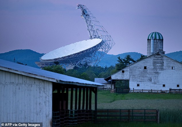 Its isolation from the internet - and essentially the rest of the world - was enforced over 50 years ago to shield the groundbreaking scientific research taking place just next door (pictured: NSF Green Bank Telescope)