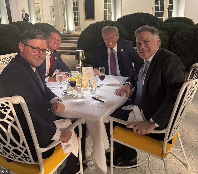 Speaker Mike Johnson (far left) called the diner party an 'epic' night that he was grateful to be a part of