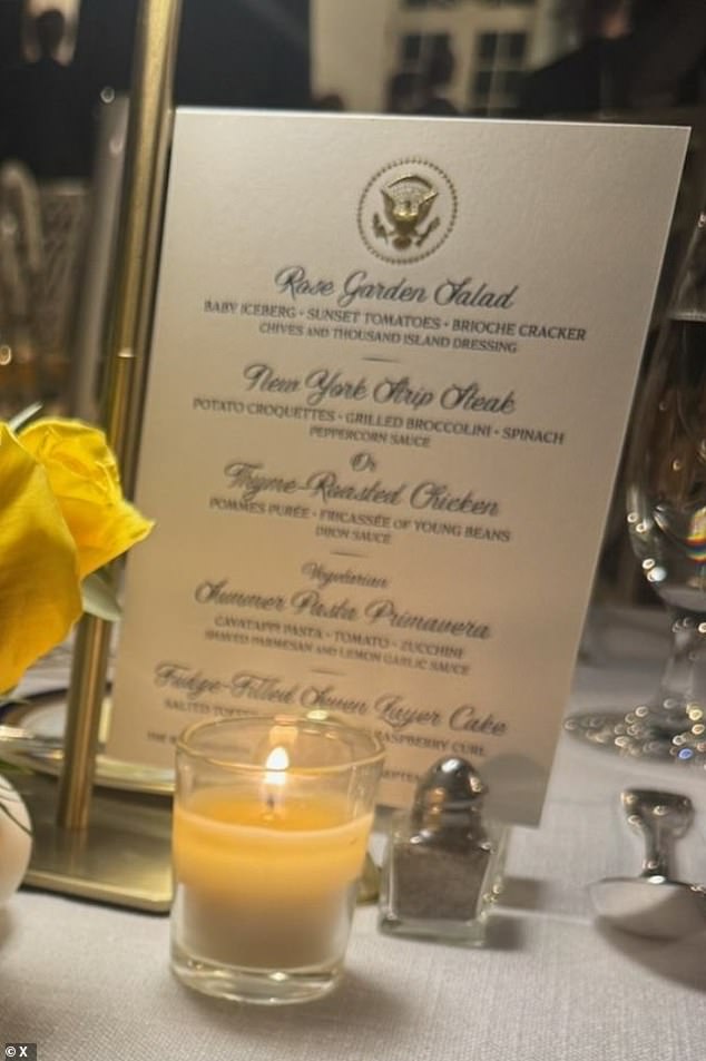 The menu gave attendees and array of options to choose from during the event