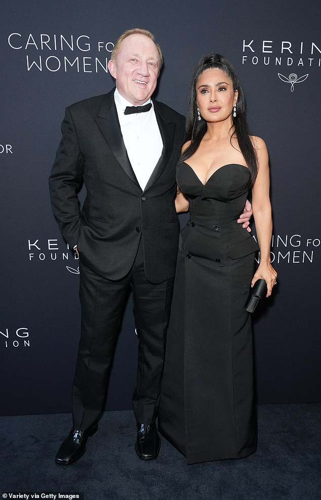 The actress, 59, accompanied her husband Francois-Henri Pinault - who is the Kering CEO as well as the Chairman of the Kering Foundation