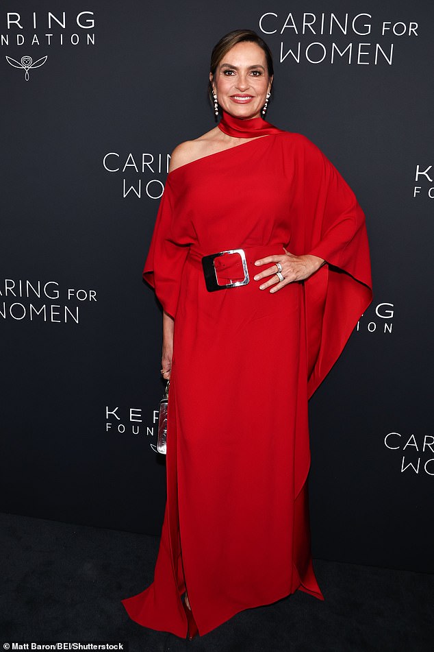 Mariska Hargitay, 61, looked ravishing in a one-shoulder red gown