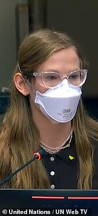 The Ivy League student wrapped up her speech to the audience at the UN in saying, 'We can recognize filtered air as a human right as intuitively as we do filtered water'