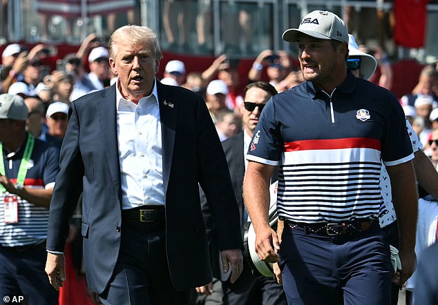 On Friday, DeChambeau wandered on to the first tee flanked by President Donald Trump