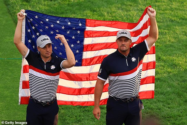 DeChambeau and Justin Thomas kickstarted this Ryder Cup draped in an American flag