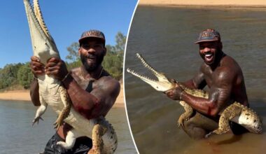 Influencer slammed over crocodile wrestling stunt selfie in Australia
