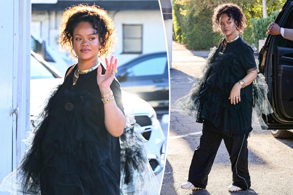 Pregnant Rihanna wears tutu top out in Los Angeles