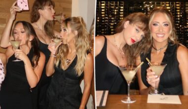 Taylor Swift sips on martini in new photos from Brittany Mahomes' 30th birthday party