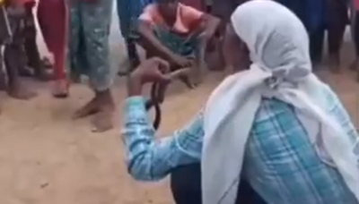 Snake rescuer tries to kiss the snake and what happened next is something  people will never forget