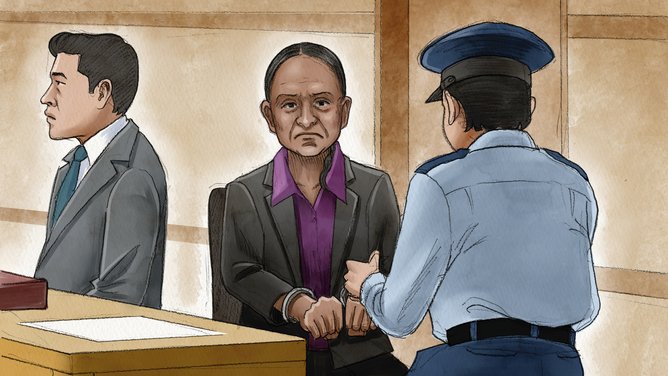 A court sketch of Donna Nelson in 2024.