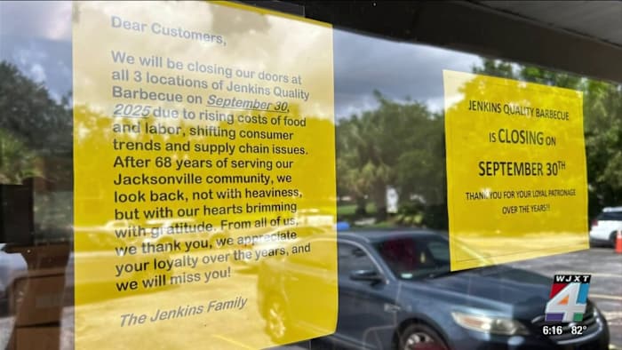 Jacksonville community saddened over closure of beloved Jenkins Barbecue