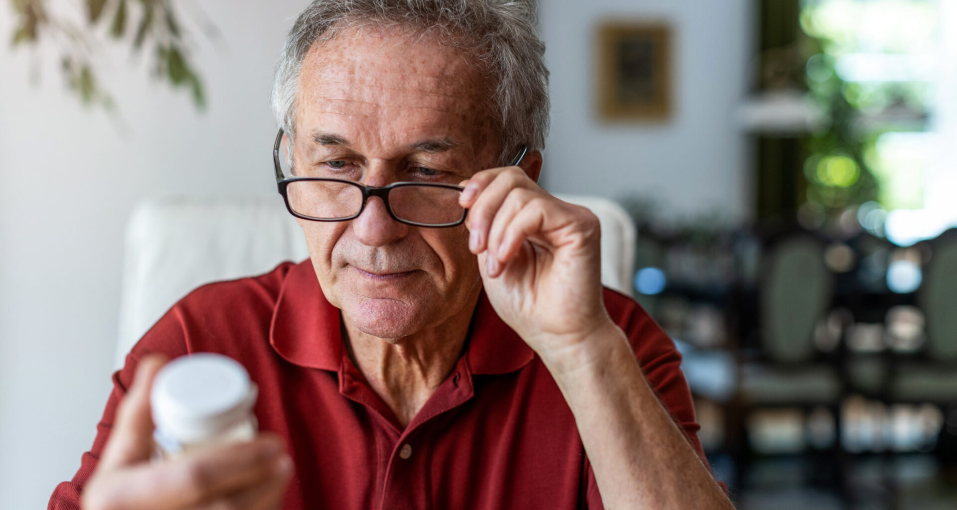 Man taking painkiller.