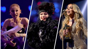 Ariana Grande, Lady Gaga, and Mariah Carey at the 2025 MTV Video Music Awards