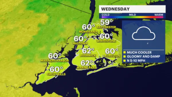 Rainy conditions move into The Bronx by Wednesday morning
