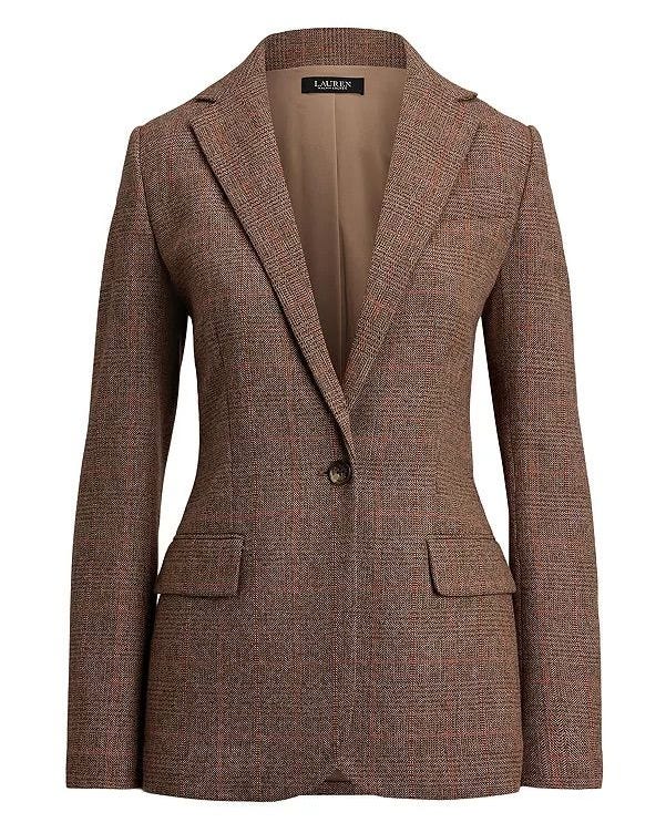 Glen Plaid Cotton Blend Blazer