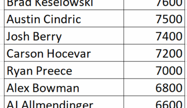 DraftKings New Hampshire 2025 NASCAR Driver Prices