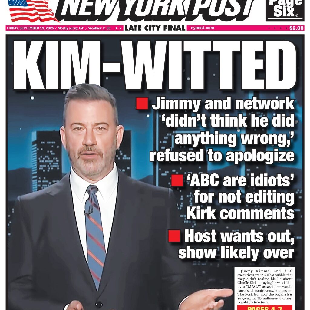 NY Post Cover for September 19, 2025
