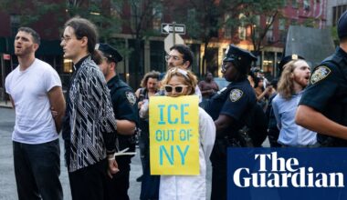 Civil disobedience and mass arrests outside immigration court in New York: in pictures | US news
