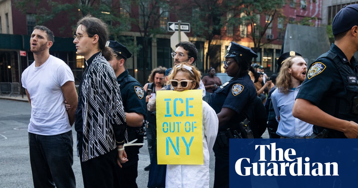 Civil disobedience and mass arrests outside immigration court in New York: in pictures | US news