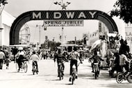 A 1968 photo provided by the State Fair of Texas shows the historic Midway sign at Fair Park...