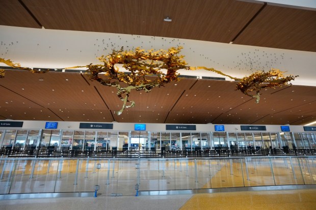 This shows the entrance to security gates at the new Terminal 1 at the San Diego International Airport. (Nelvin C. Cepeda / The San Diego Union-Tribune)