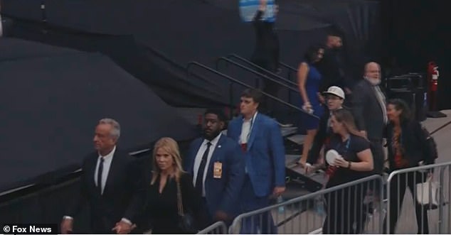RFk Jr. and CHeryl Hines at Charlie Kirk Memorial