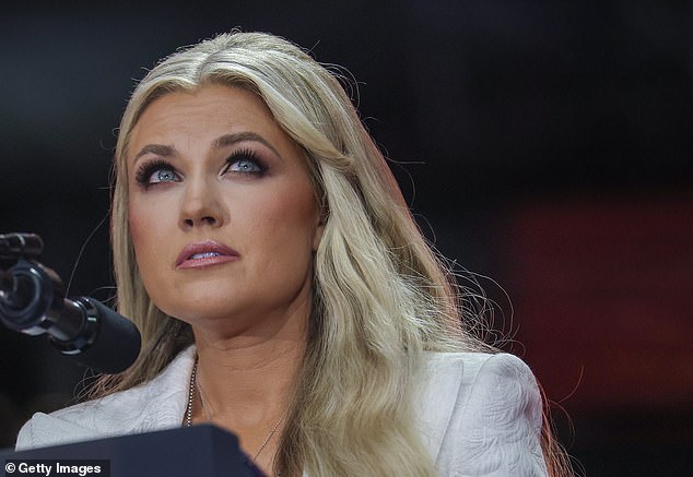 GLENDALE, ARIZONA - SEPTEMBER 21:  Erika Kirk speaks during the memorial service for her husband, political activist Charlie Kirk at State Farm Stadium on September 21, 2025 in Glendale, Arizona. Kirk, the CEO and co-founder of Turning Point USA, was shot and killed on September 10th while speaking at an event during his "American Comeback Tour" at Utah Valley University. (Photo by Win McNamee/Getty Images)